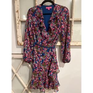 Betsey Johnson size 4 Very Cherry Chiffon Wrap Dress